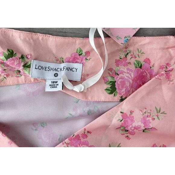 LoveShackFancy Target Cecile Puff Sleeve Dress Pink Melon Floral Size 18W New - Picture 4 of 7